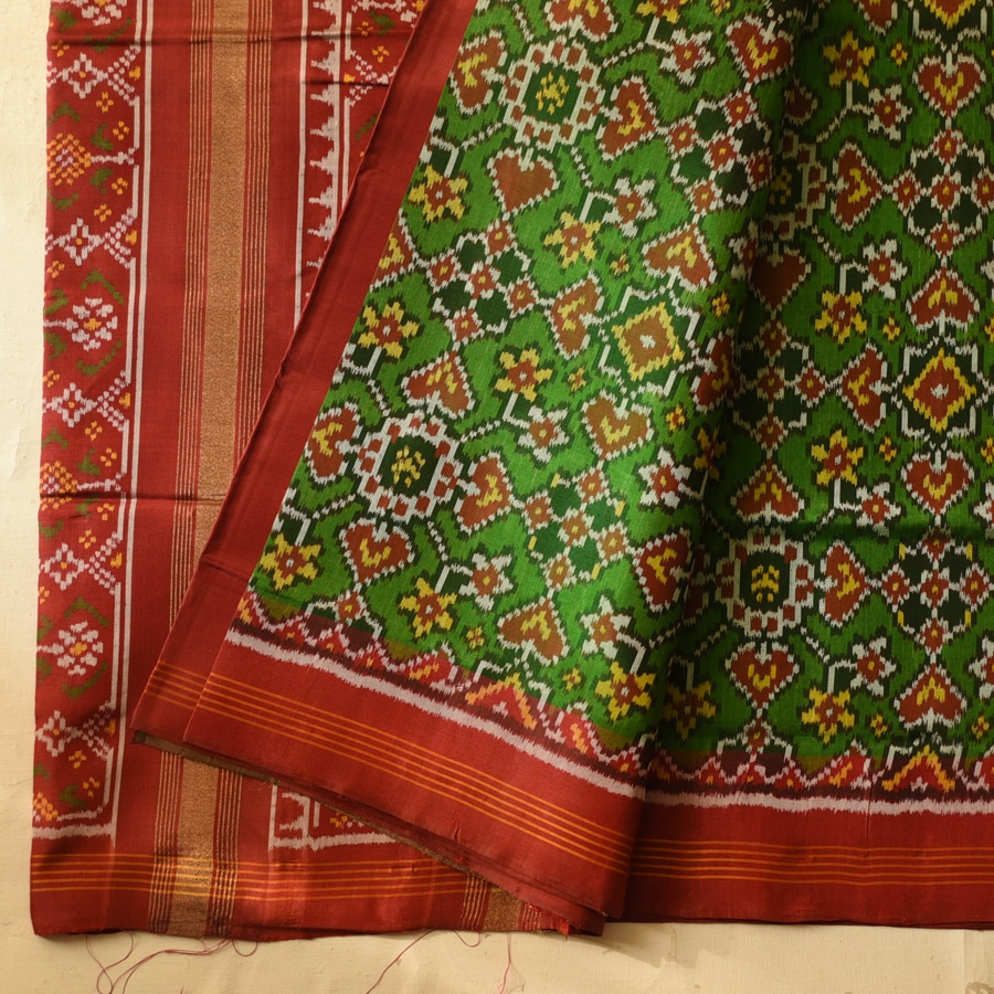 shop Handwoven Patola Silk Saree - Double Ikat Patola green