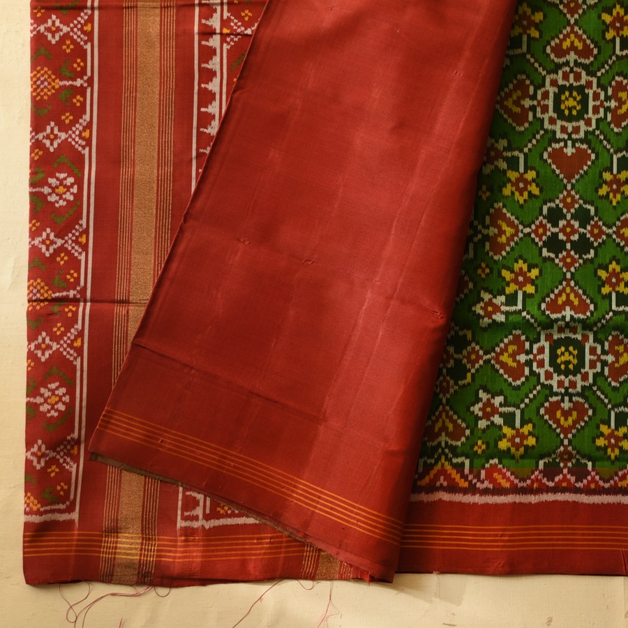 shop Handwoven Patola Silk Saree - Double Ikat Patola green