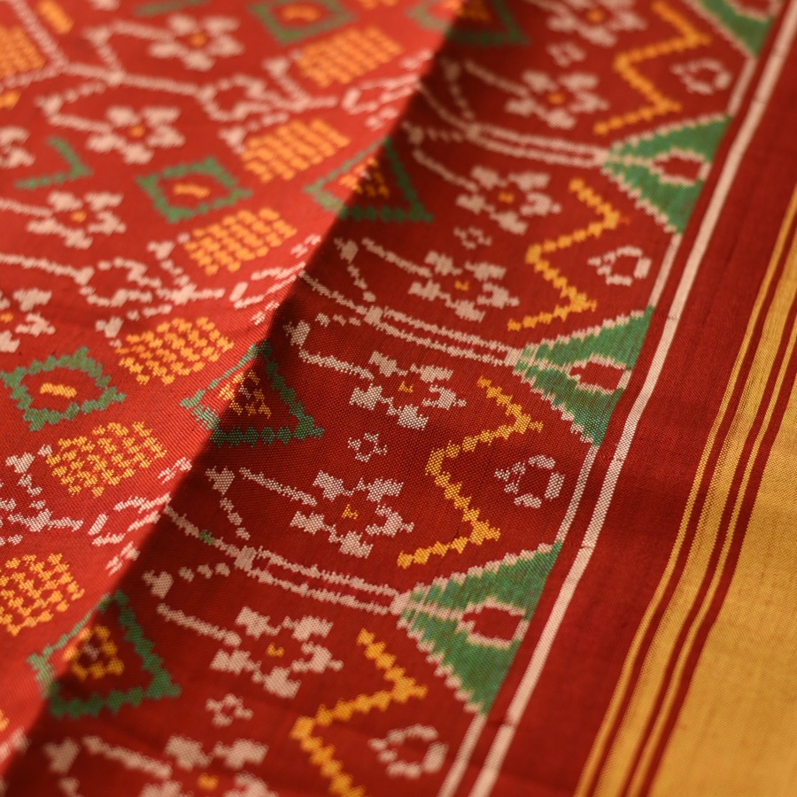 shop Handwoven Patola Silk Blue Saree - Double Ikat Patola