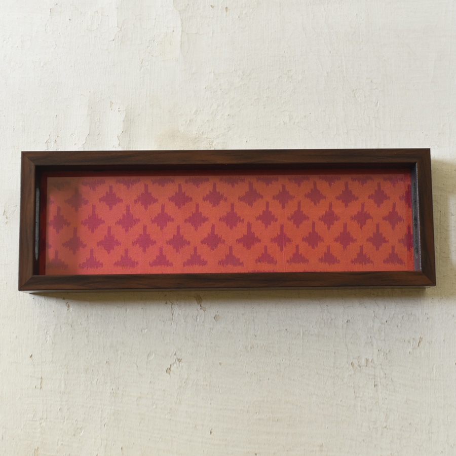 buy Patola silk pink Tray With Handle