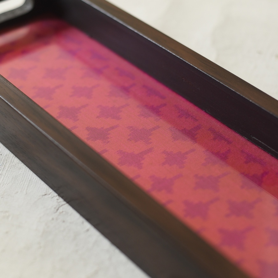 buy Patola silk pink Tray With Handle