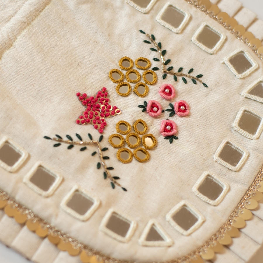 shop Embroidered Potli Purse With Detachable Belt