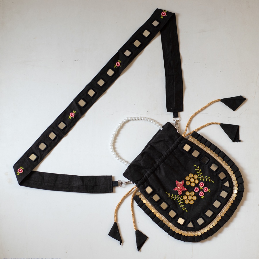 shop Embroidered Potli Purse With Detachable Belt
