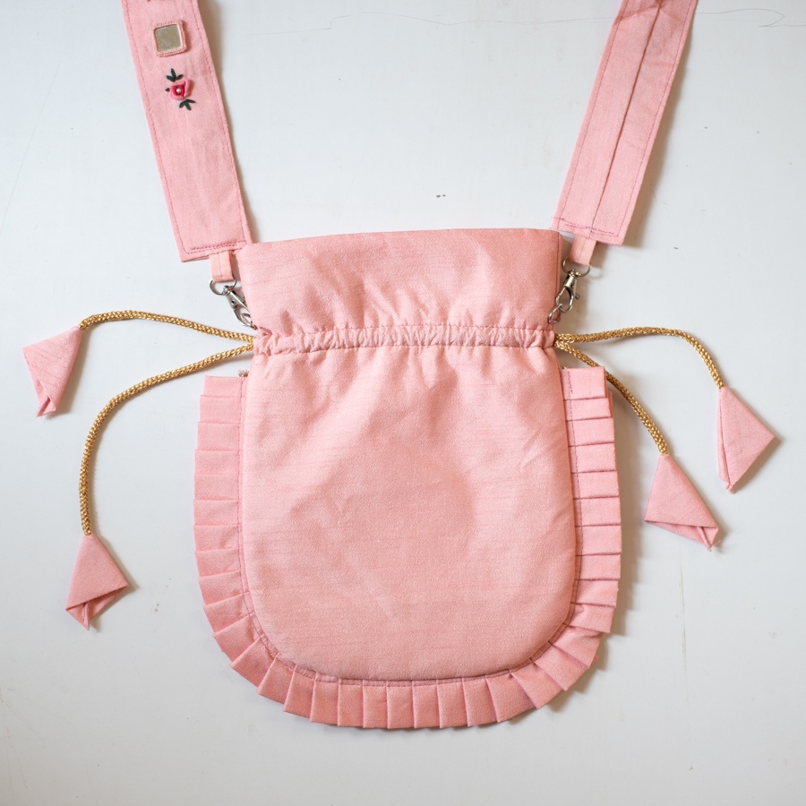 shop Embroidered Potli Purse With Detachable Belt - Light Pinnk