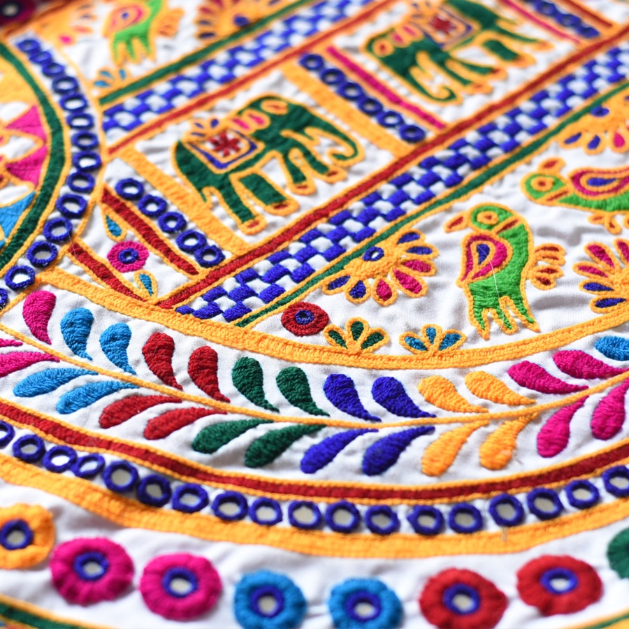shop Kutchi Embroidered Traditional Fen Wall Hanging / Wall Piece -Vinjano