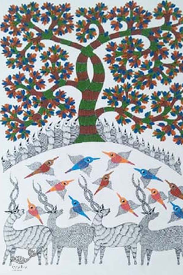 Shop online hand painted canvas gond painting