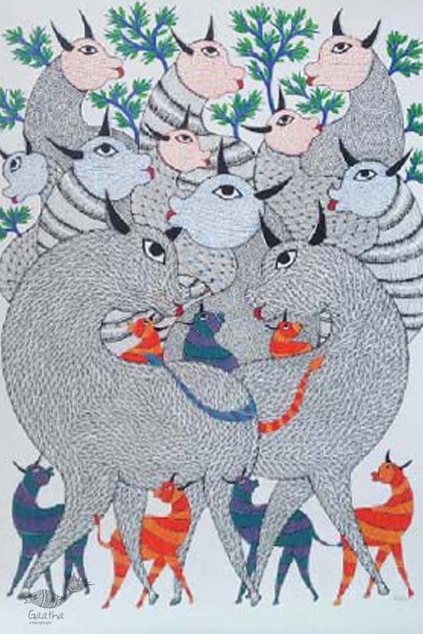Shop online hand painted canvas gond painting