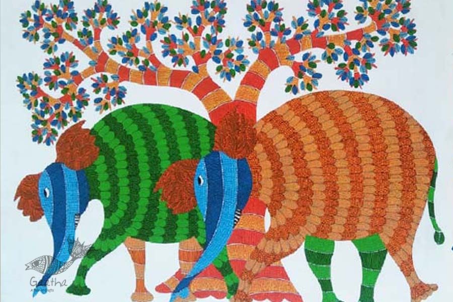 Shop online hand painted canvas gond painting