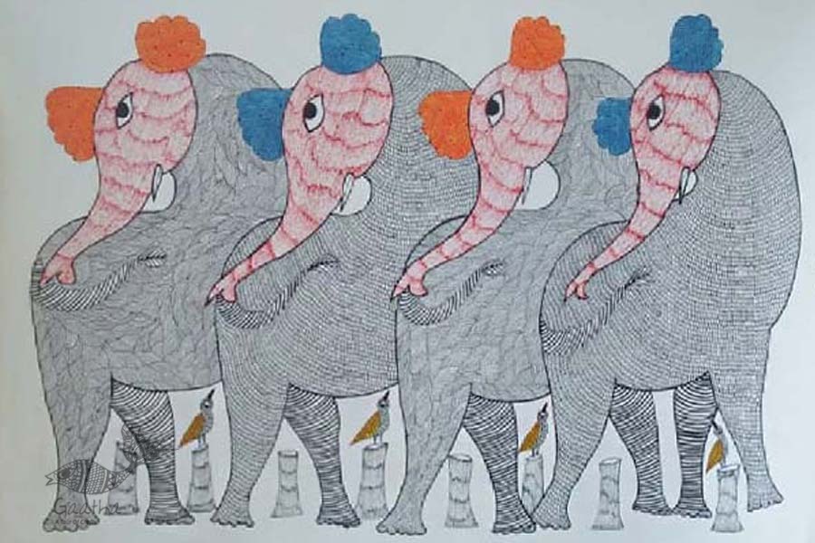 Shop online hand painted canvas gond painting