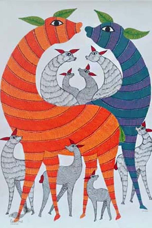 Shop online hand painted canvas gond painting