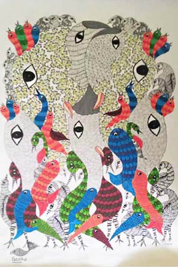 Shop online hand painted canvas gond painting