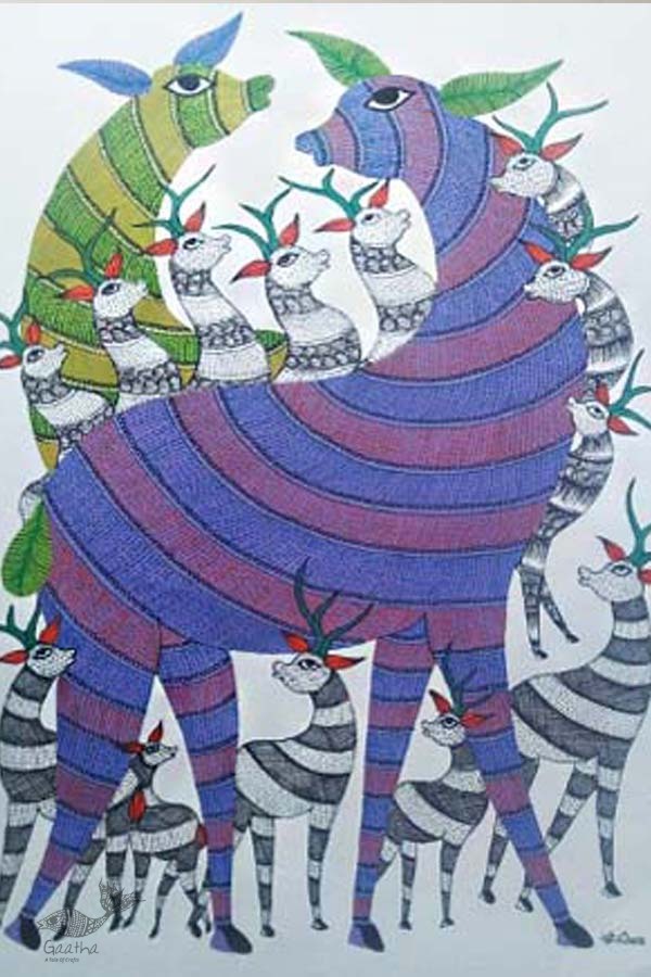 Shop online hand painted canvas gond painting