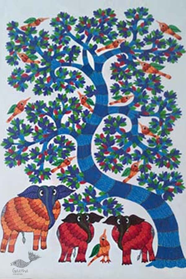 Shop online hand painted canvas gond painting