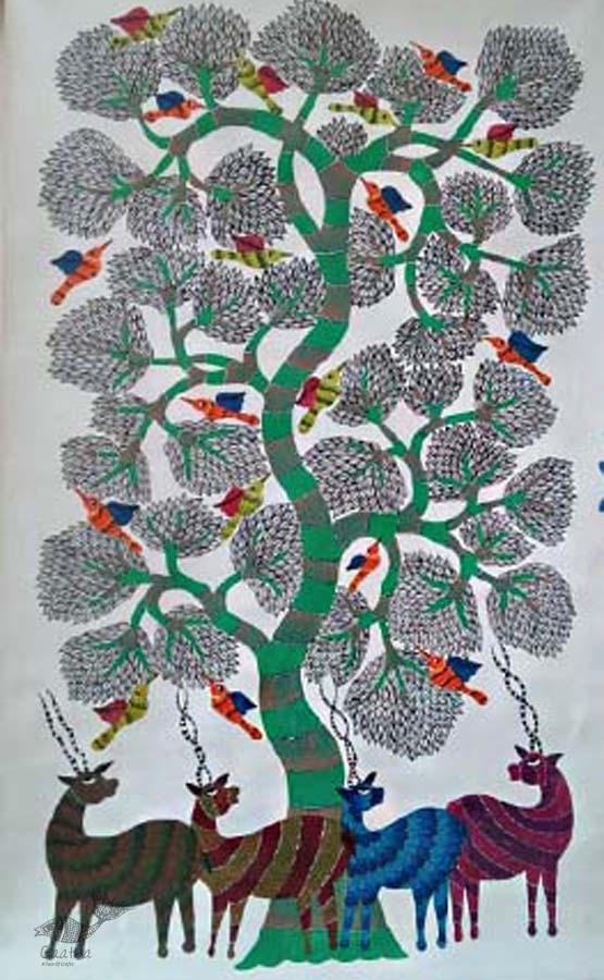 Shop online hand painted canvas gond painting