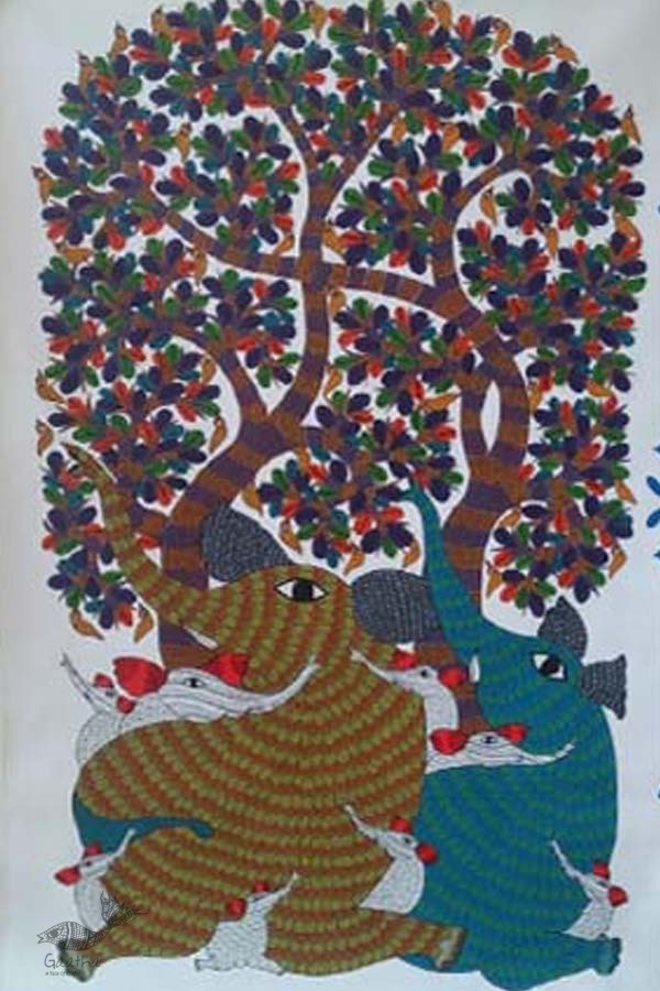 Shop online hand painted canvas gond painting