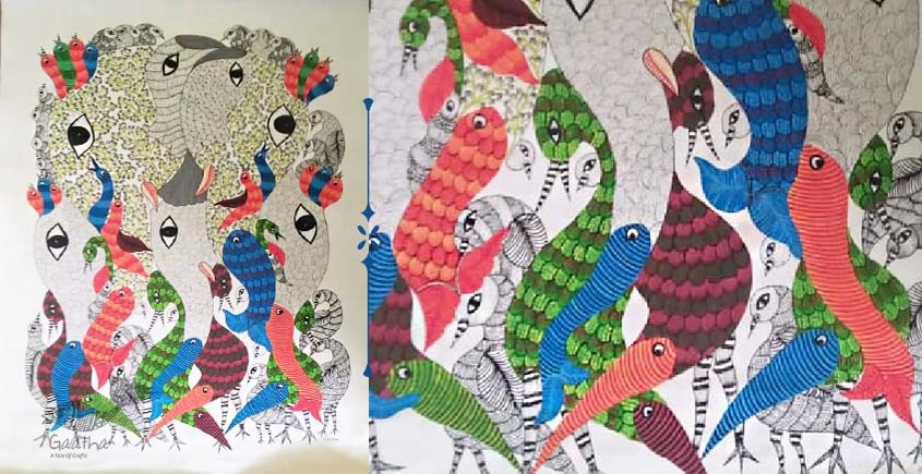Shop online hand painted canvas gond painting