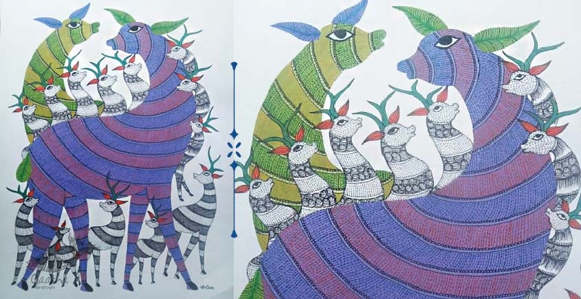 Shop online hand painted canvas gond painting