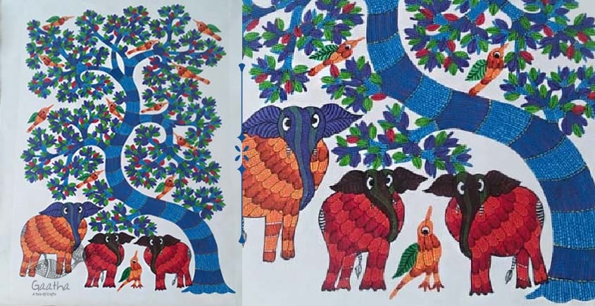 Shop online hand painted canvas gond painting