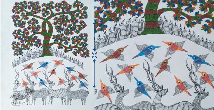 Shop online hand painted canvas gond painting