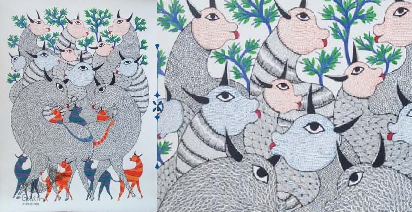 Shop online hand painted canvas gond painting