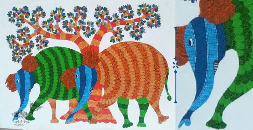 Shop online hand painted canvas gond painting