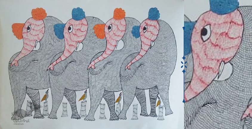 Shop online hand painted canvas gond painting