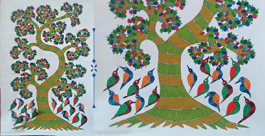 Shop online hand painted canvas gond painting
