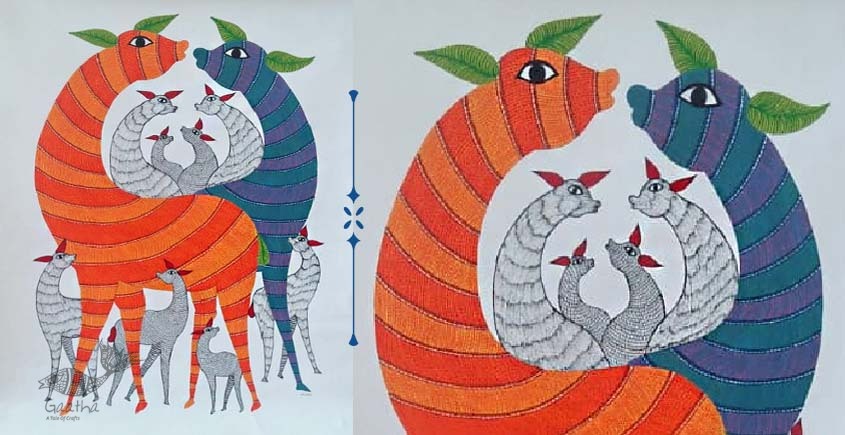 Shop online hand painted canvas gond painting