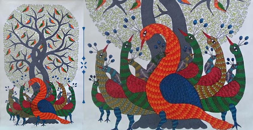 Shop online hand painted canvas gond painting