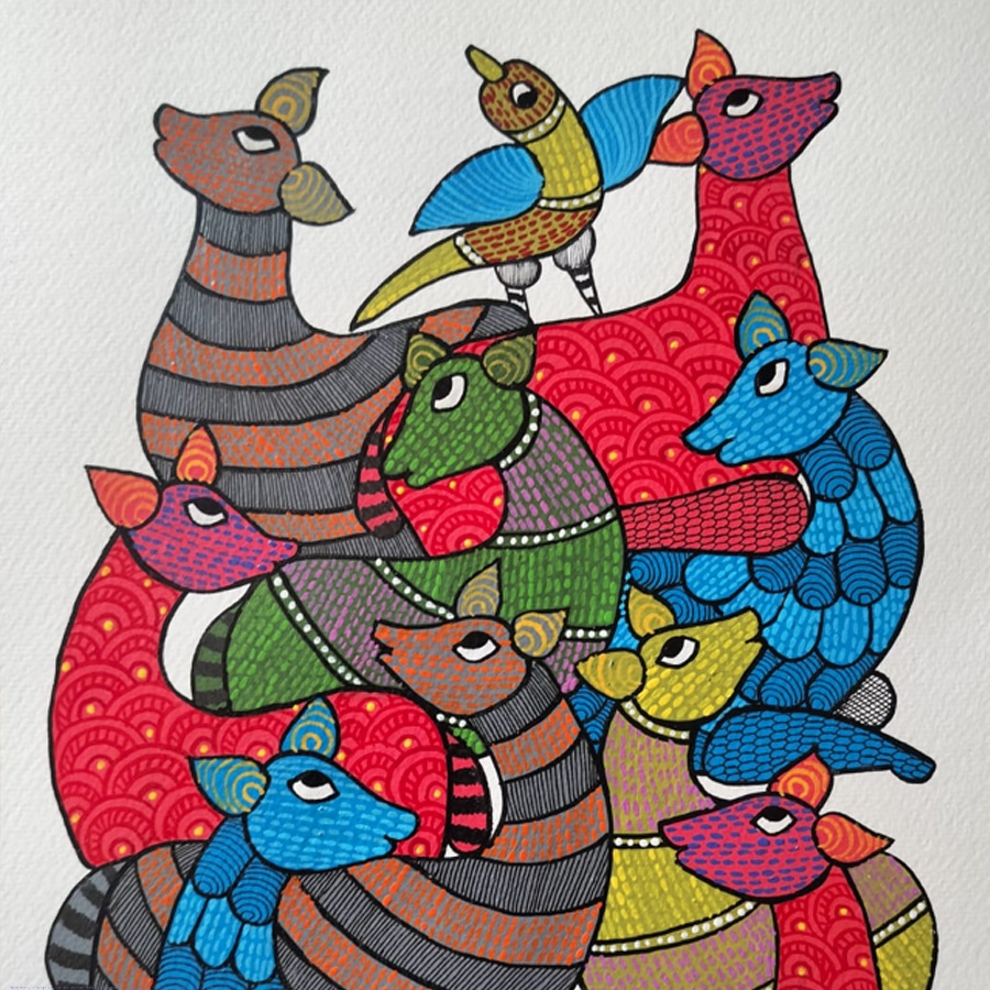 Hand Painted Gond Painting - Deer