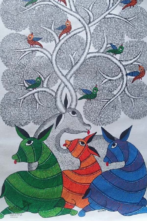 Shop online hand painted canvas gond painting