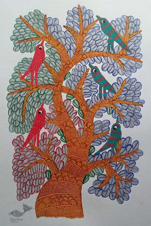 Shop online hand painted on Paper gond painting