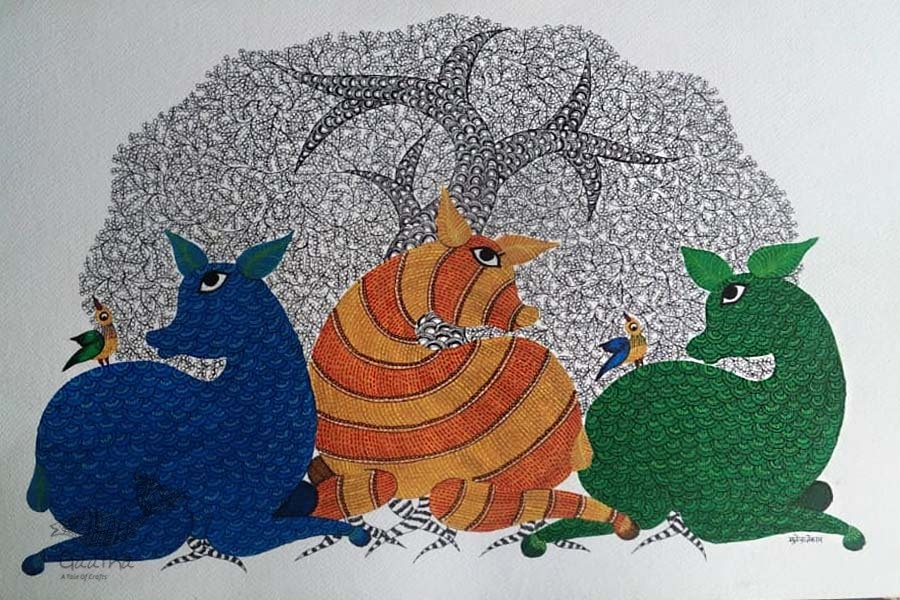 Shop online hand painted on Paper gond painting