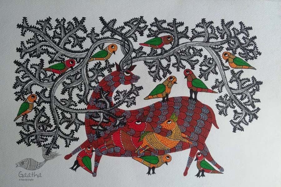 Shop online hand painted on Paper gond painting