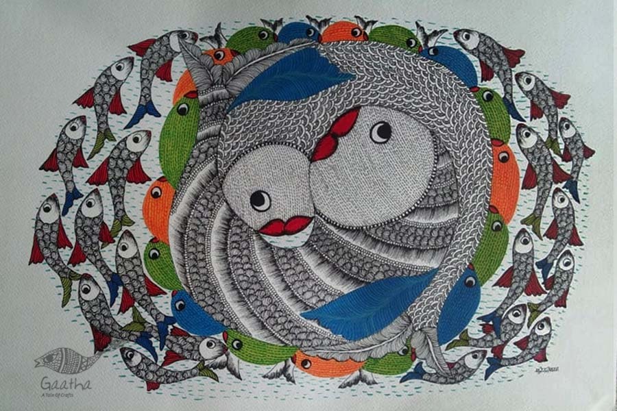 Shop online hand painted on Paper gond painting