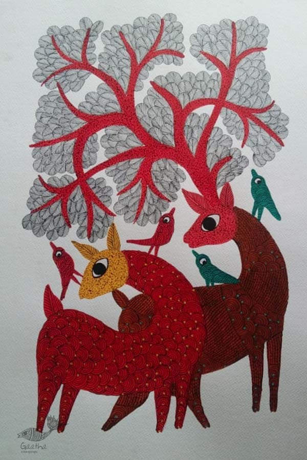 Shop online hand painted on Paper gond painting