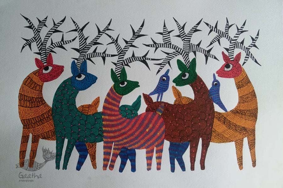 Shop online hand painted on Paper gond painting