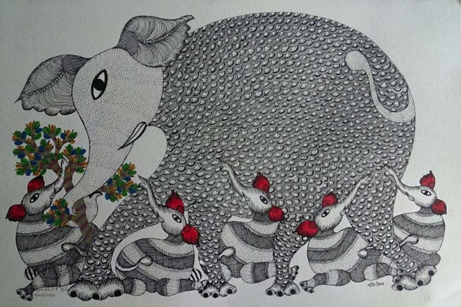 Shop online hand painted on Paper gond painting