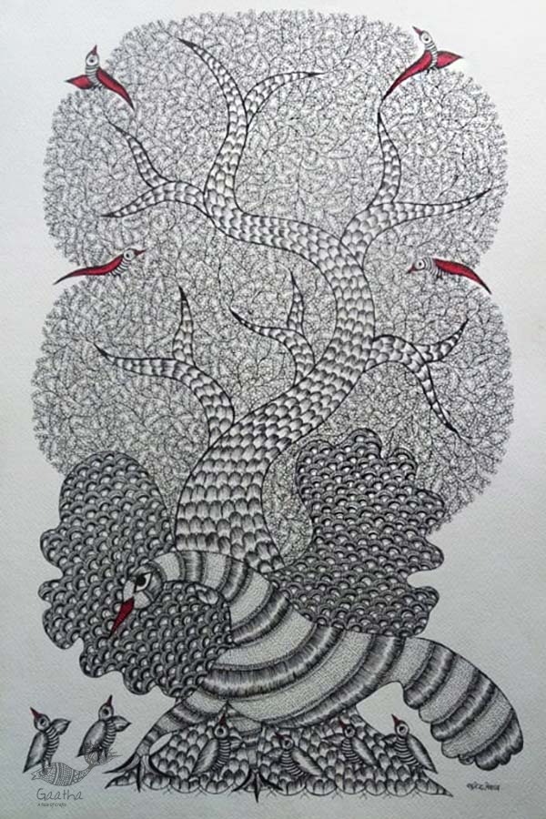 Shop online hand painted on Paper gond painting