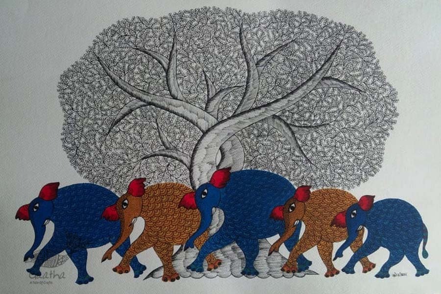 Shop online hand painted on Paper gond painting