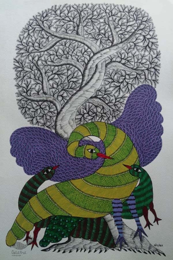 Shop online hand painted on Paper gond painting