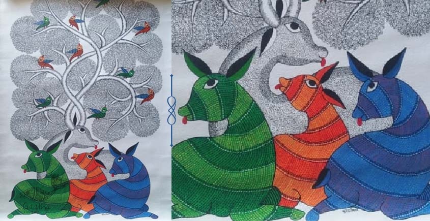 Shop online hand painted canvas gond painting