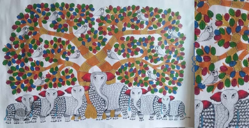 Shop online hand painted on Paper gond painting