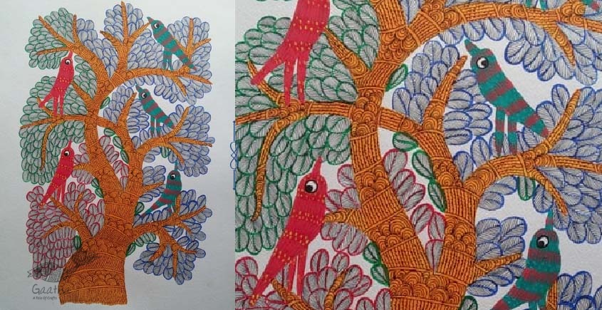 Shop online hand painted on Paper gond painting