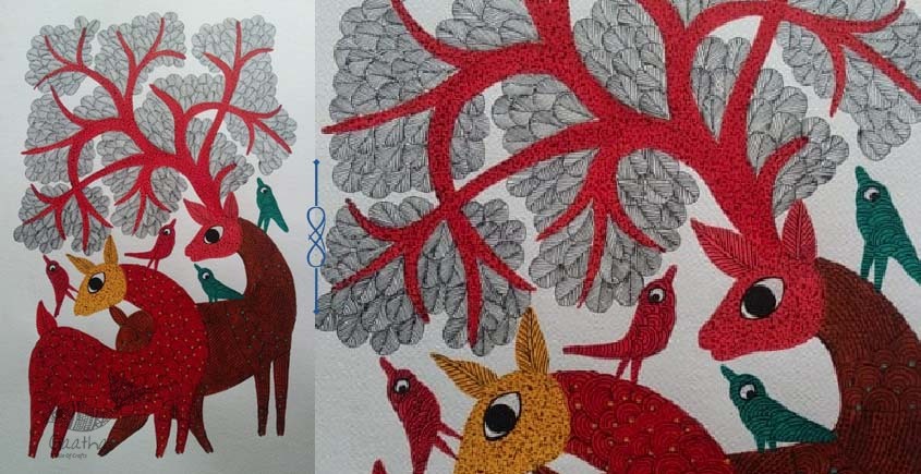 Shop online hand painted on Paper gond painting