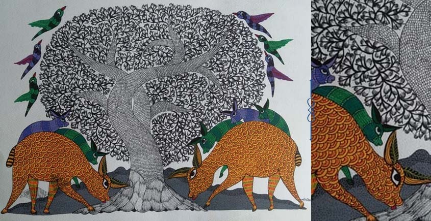 Shop online hand painted on Paper gond painting