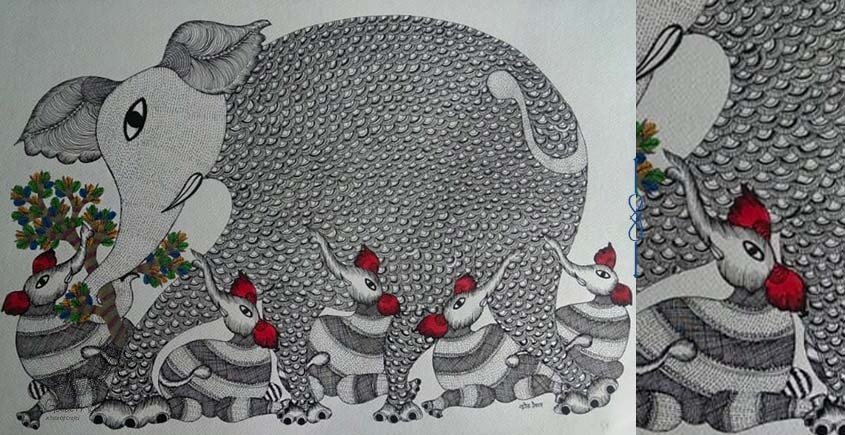 Shop online hand painted on Paper gond painting