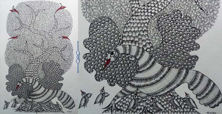 Shop online hand painted on Paper gond painting
