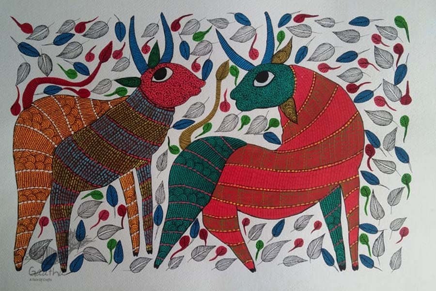 Shop online hand painted on Paper gond painting