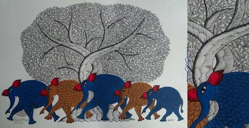 Shop online hand painted on Paper gond painting